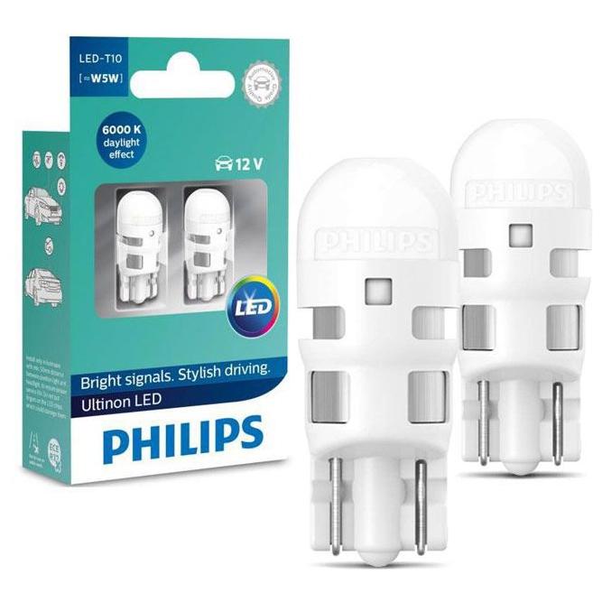 PHILIPS Лампа светодиодная 12V WB T10 LED 0,62W 6000K LED Vision 2 шт. блистер